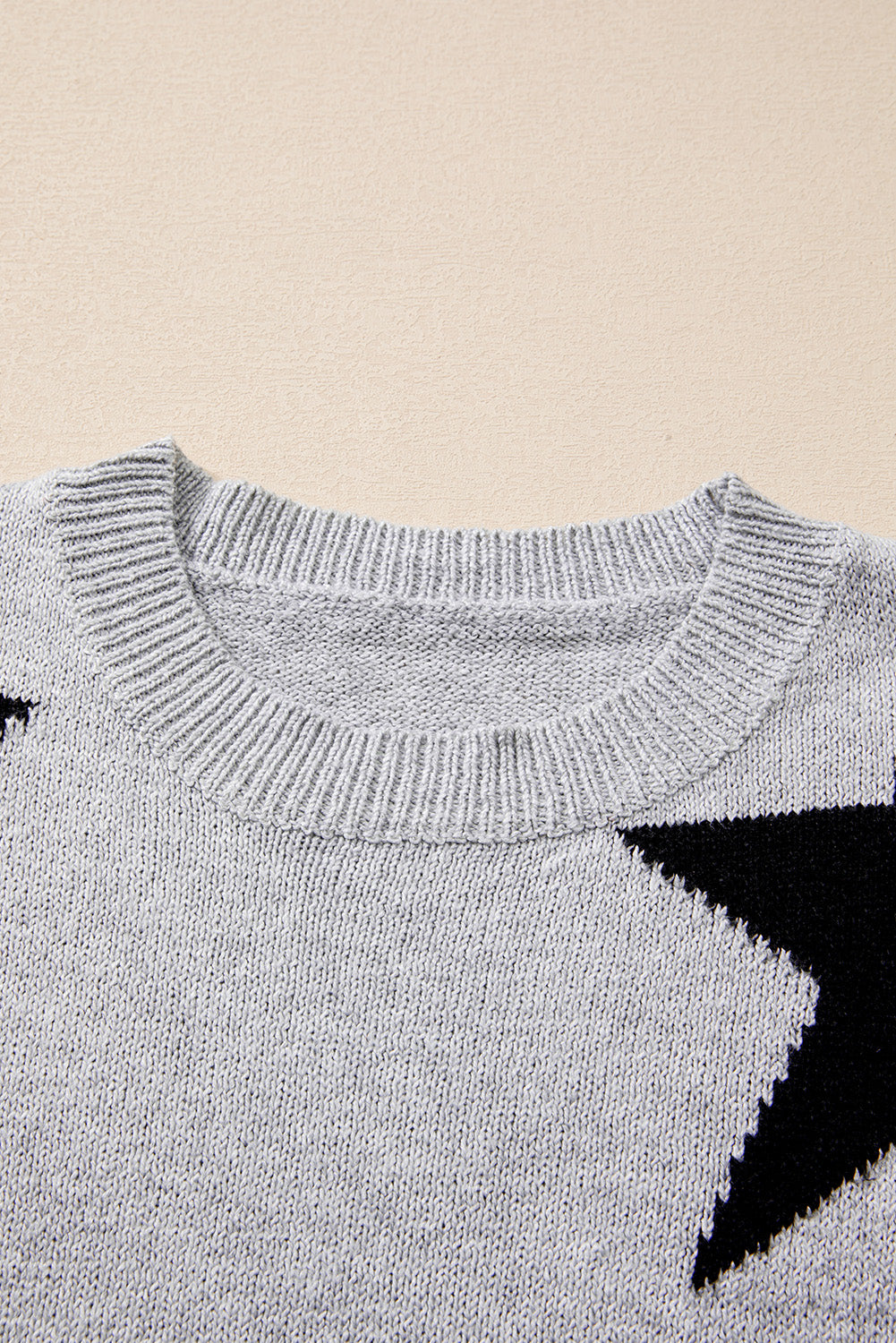 Green Star Pattern Drop Shoulder Sweater